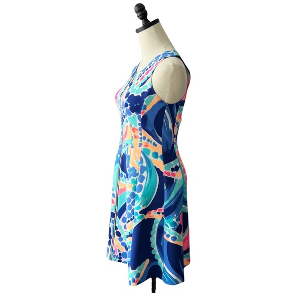 Lilly Pulitzer Sally Knit Fit & Flare Scuba Dress in Multi Ocean Jewels | XS - Picture 3 of 9